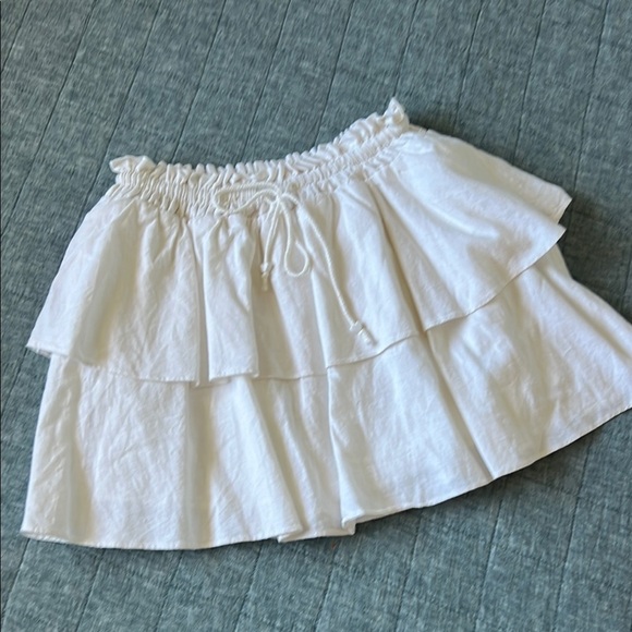 Stoney Clover Lane Dresses & Skirts - STONEY CLOVER LANE Linen Blend Tiered Mini Skirt with Heart Beads in White | XS